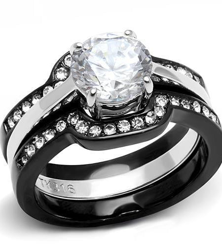 Women Stainless Steel Cubic Zirconia Rings TK3214